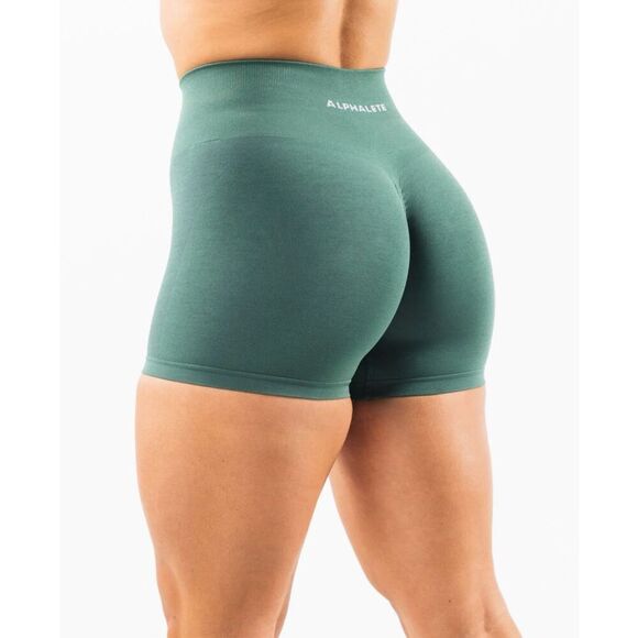 Alphalete Amplify Short 4.5" Green Butt Scrunch Contour Seamless Gym Workout M - Picture 1 of 9